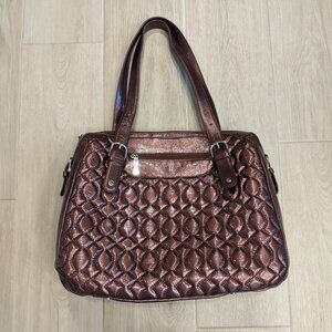 EUC Hobo International Patent Leather Quilted Large Bronze Shoulder Tote/Bag